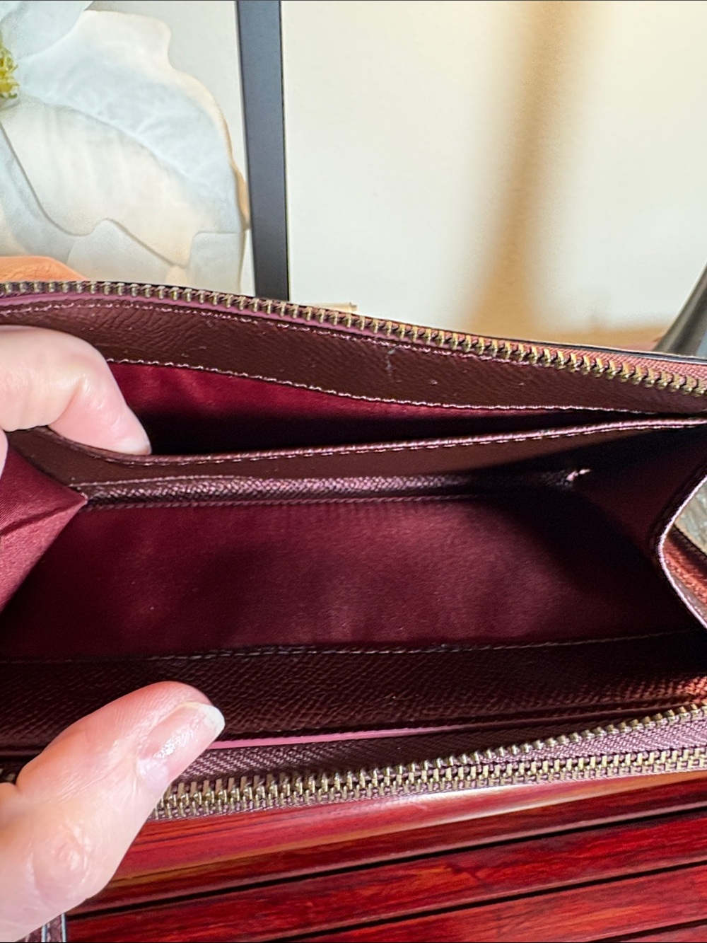 Coach Sparkle Zip-Around Wristlet Wallet in Plum - Picture 7 of 10